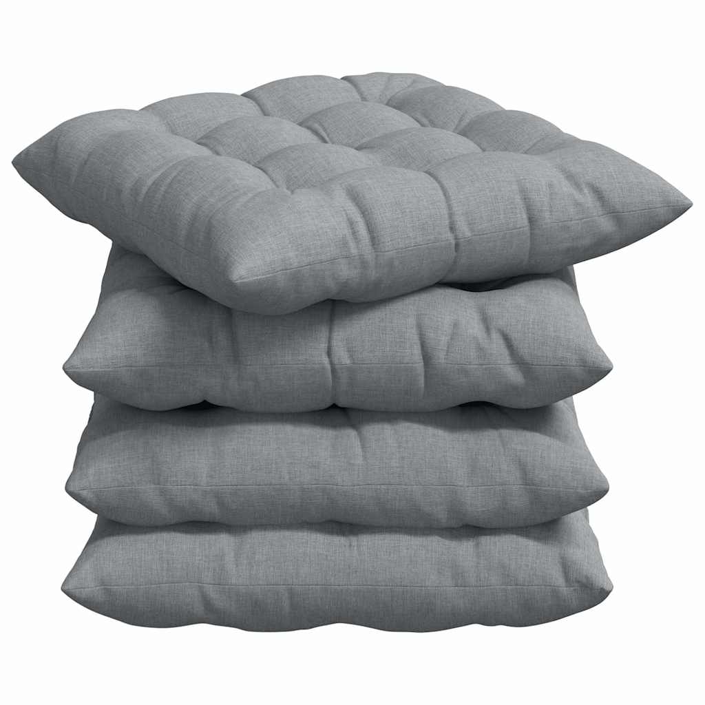 Sitzkissen 4 stk. Stoff Hellgrau 40 x 40 x 6 cm
