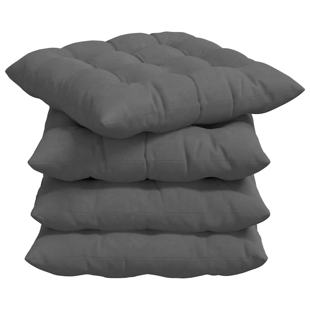 Sitzkissen 4 stk. Mikrofaser Dunkelgrau 40 x 40 x 6 cm