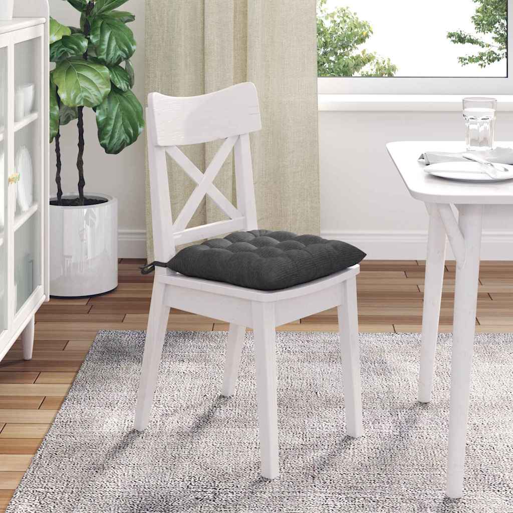 Sitzkissen 4 stk. Cordstoff Dunkelgrau 40 x 40 x 6 cm