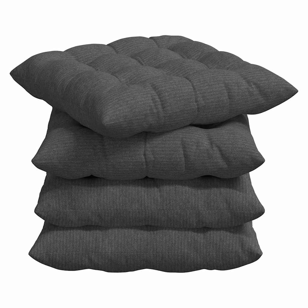 Sitzkissen 4 stk. Cordstoff Dunkelgrau 40 x 40 x 6 cm