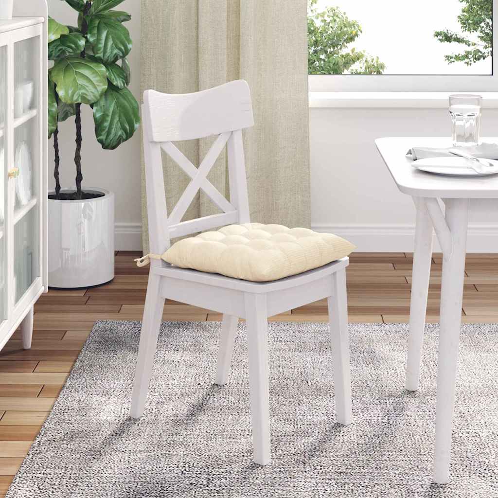 Sitzkissen 4 stk. Cordstoff Creme 40 x 40 x 6 cm