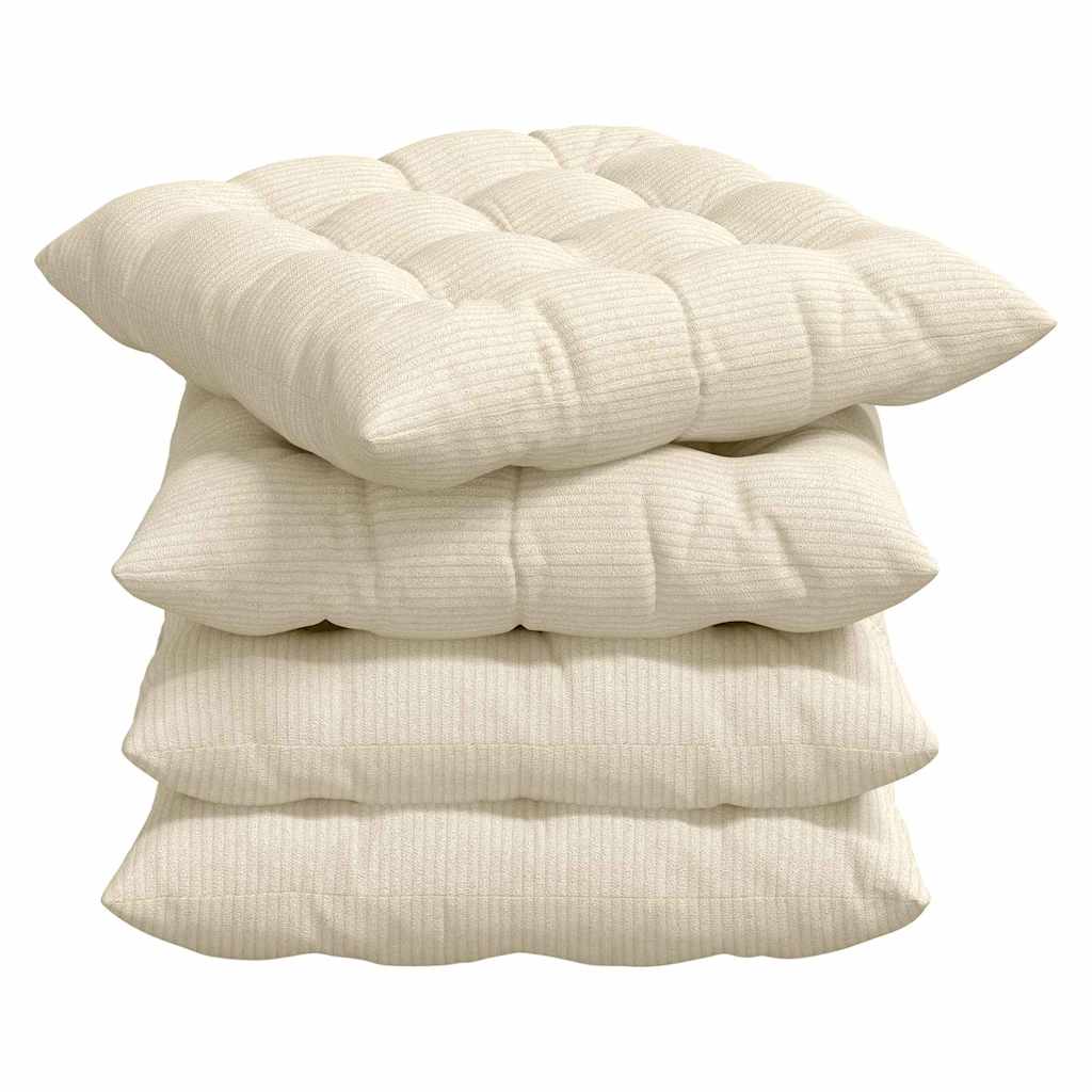 Sitzkissen 4 stk. Cordstoff Creme 40 x 40 x 6 cm