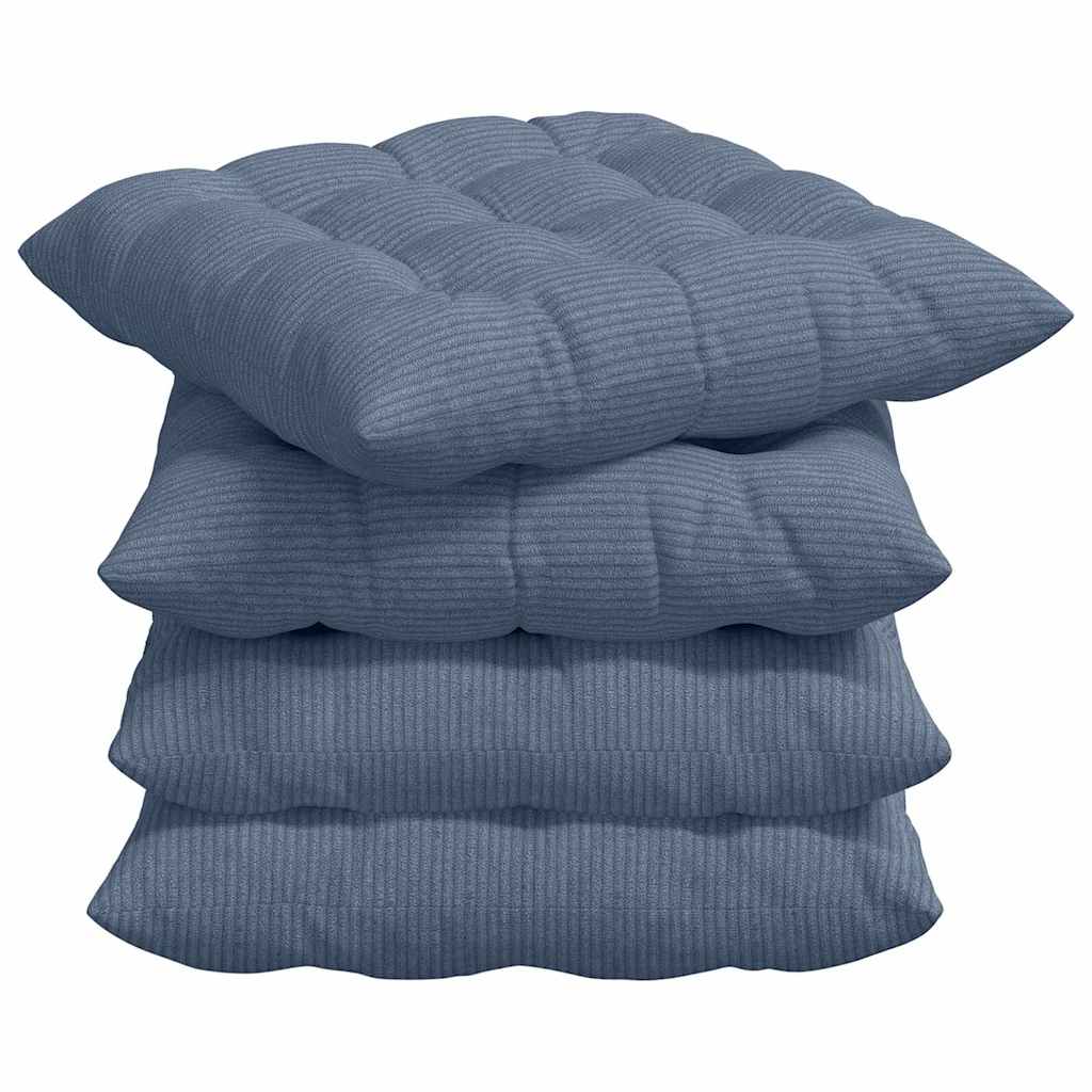 Sitzkissen 4 stk. Cordstoff Blau 40 x 40 x 6 cm