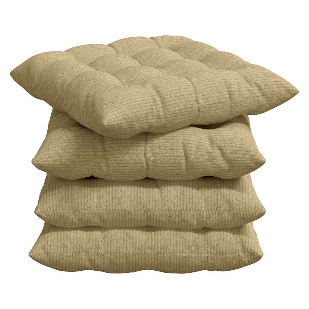 Sitzkissen 4 stk. Cordstoff Grau-Grün 40 x 40 x 6 cm