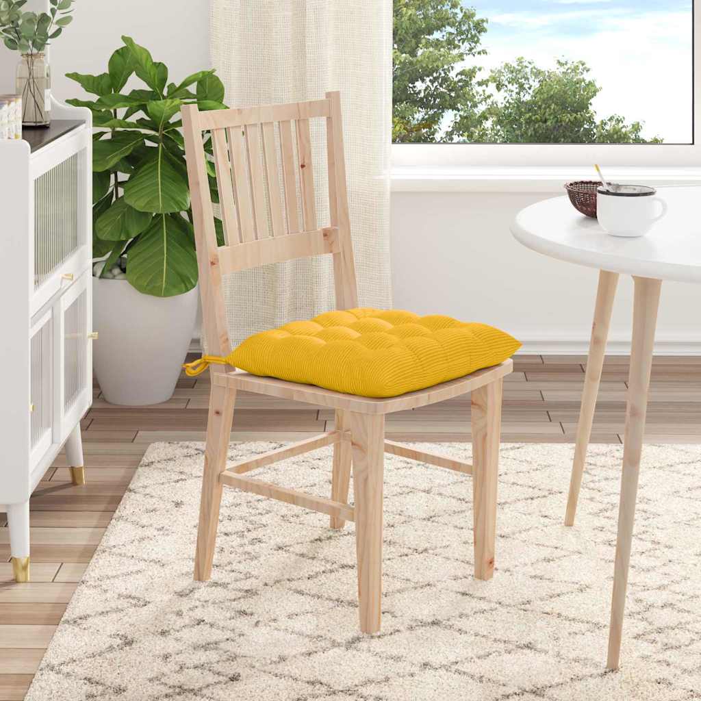 Sitzkissen 4 stk. Cordstoff Helles Gelb 40 x 40 x 6 cm