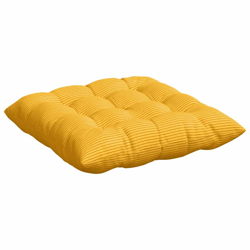 Sitzkissen 4 stk. Cordstoff Helles Gelb 40 x 40 x 6 cm