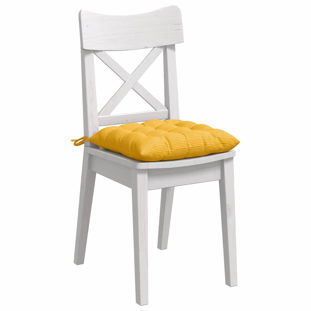 Sitzkissen 4 stk. Cordstoff Helles Gelb 40 x 40 x 6 cm