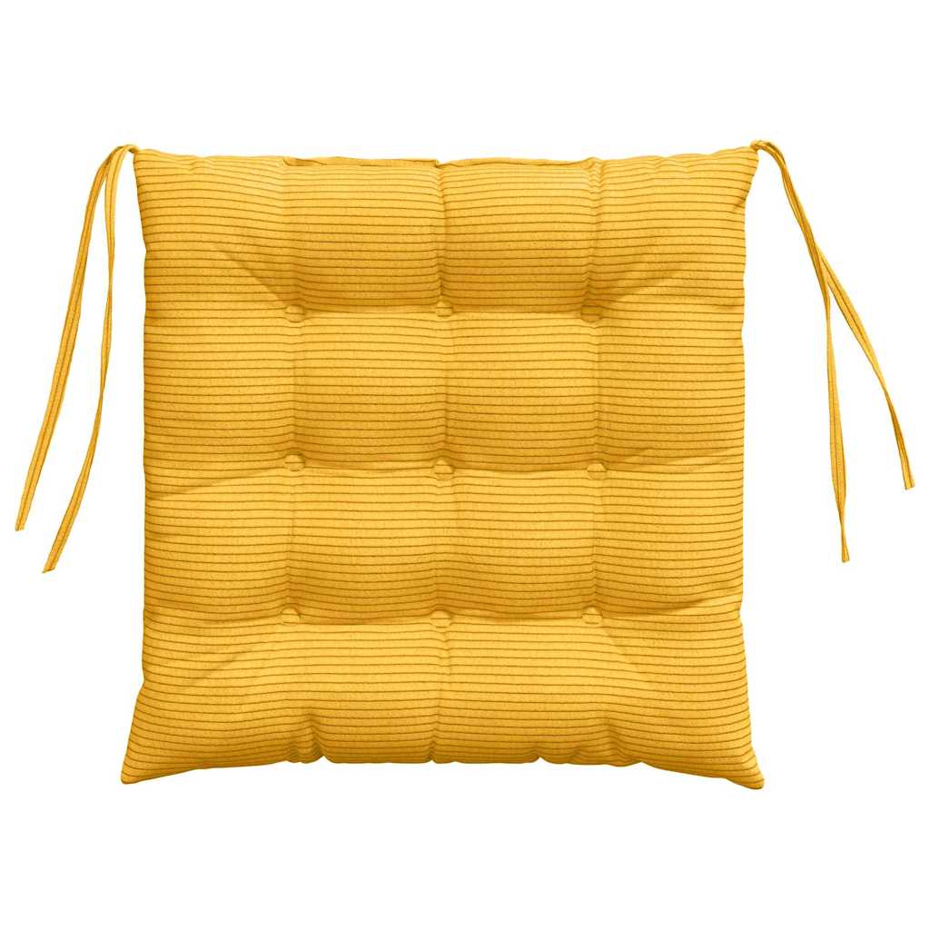 Sitzkissen 4 stk. Cordstoff Helles Gelb 40 x 40 x 6 cm