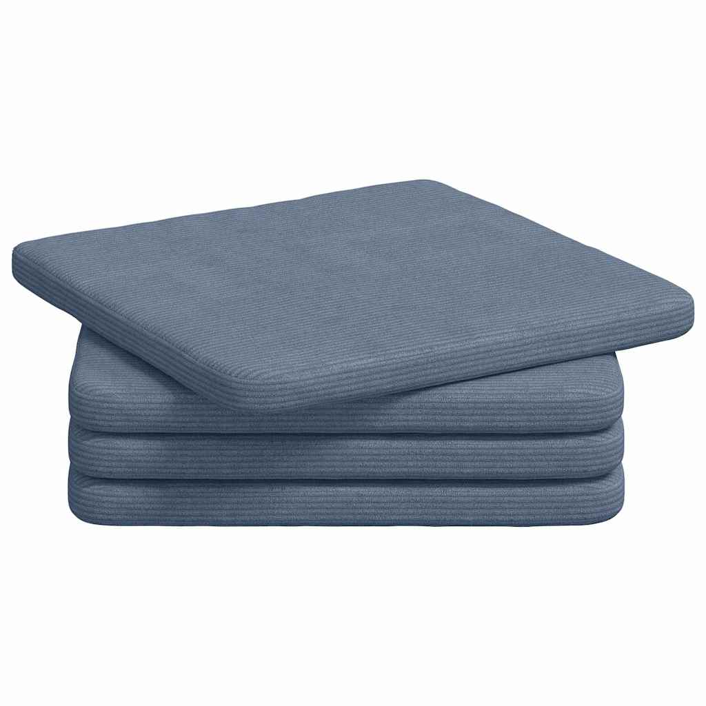 Sitzkissen 4 Stk. Cordstoff Blau 40 x 40 x 3 cm