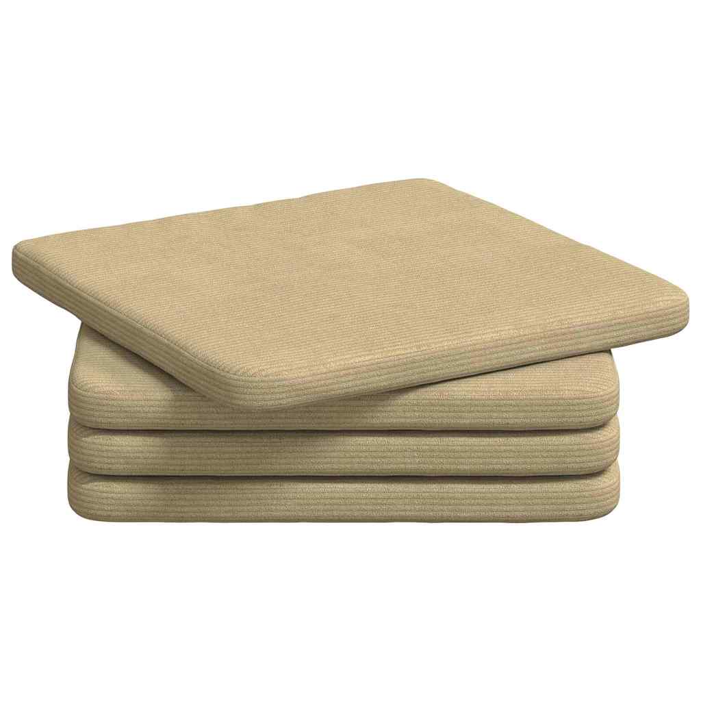 Sitzkissen 4 stk. Cordstoff Grau-Grün 40 x 40 x 3 cm