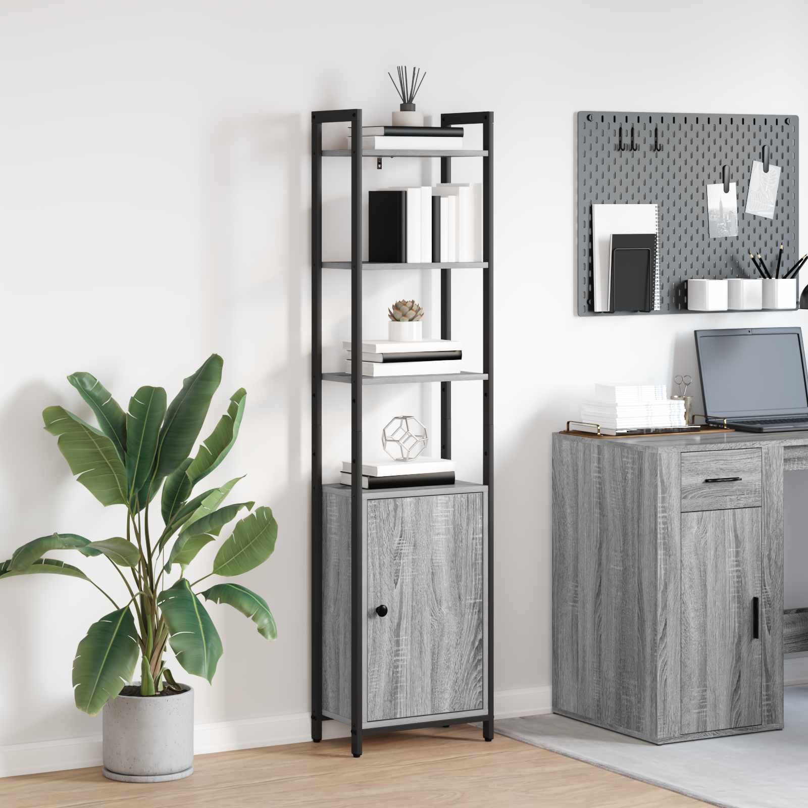 Bücherregal 6 Ebenen 40 x 24 x 161 cm Holzwerkstoff Sonoma-Grau