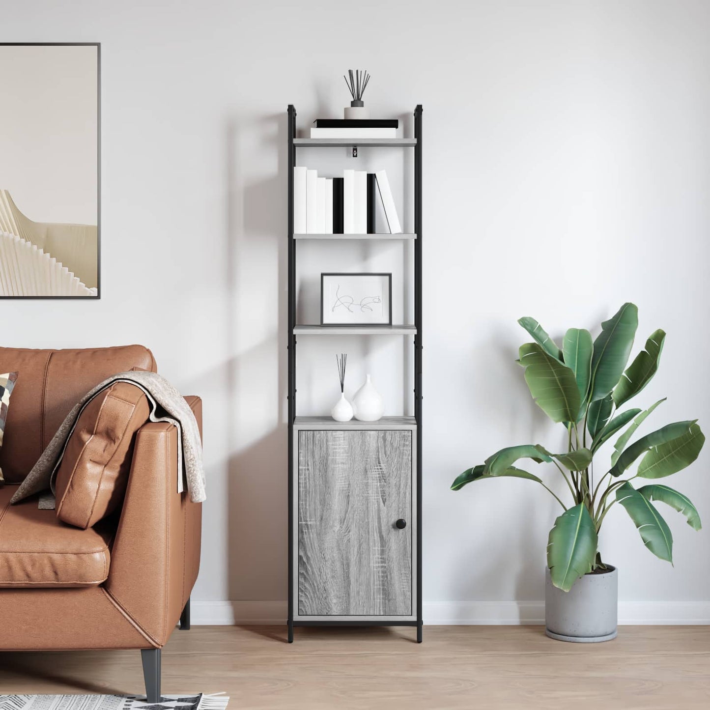 Bücherregal 6 Ebenen 40 x 24 x 161 cm Holzwerkstoff Sonoma-Grau