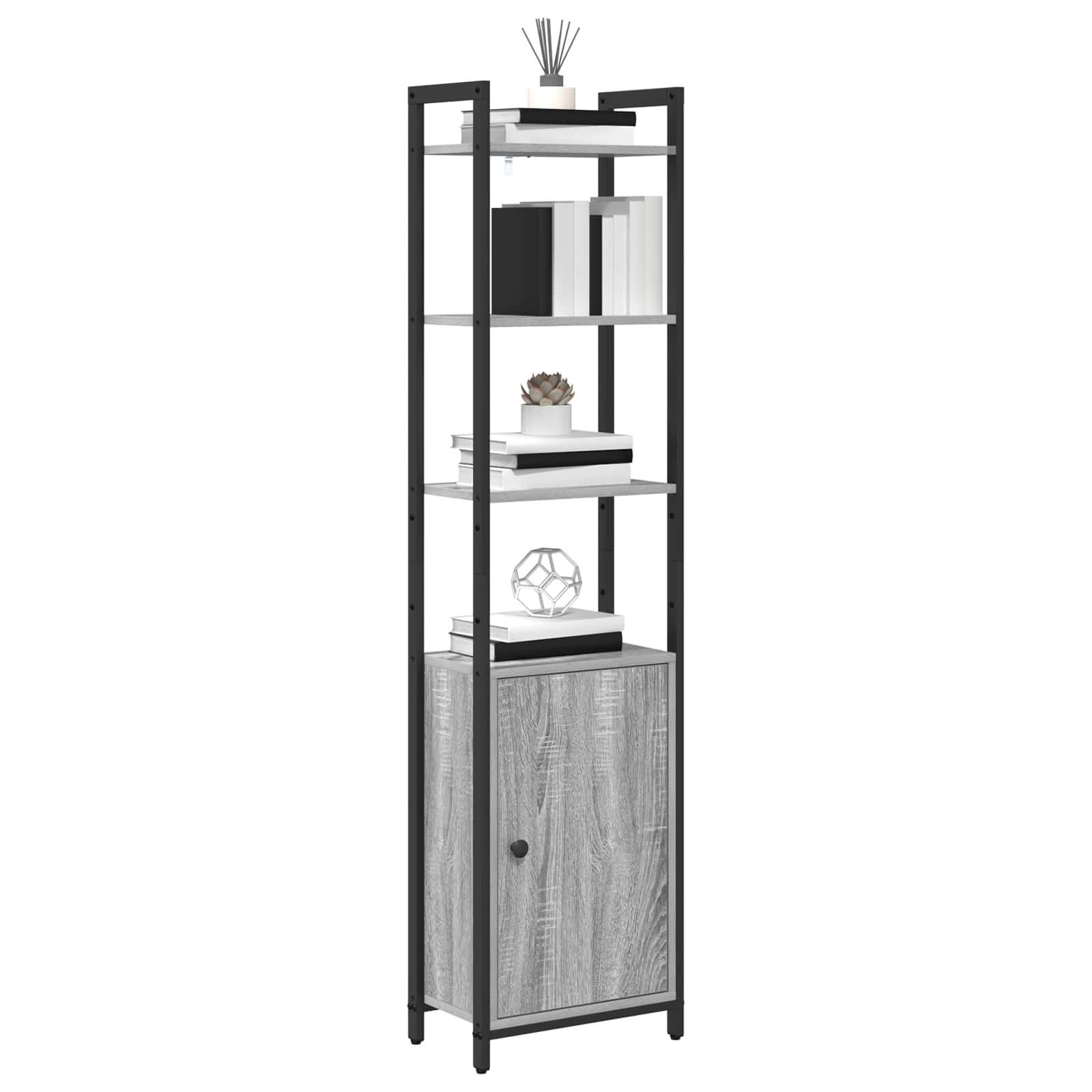 Bücherregal 6 Ebenen 40 x 24 x 161 cm Holzwerkstoff Sonoma-Grau