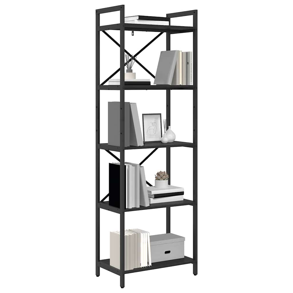 Bücherregal Schwarz Eichen-Optik 56 x 34 x 171 cm Holzwerkstoff
