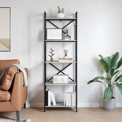 Bücherregal 5 Ebenen 56 x 34 x 171 cm Holzwerkstoff Sonoma-Grau