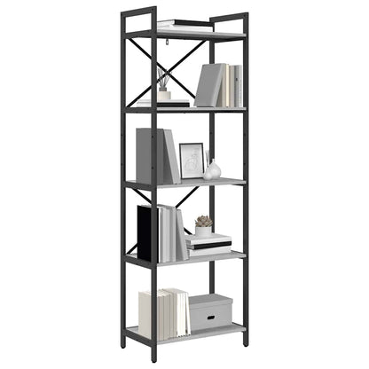 Bücherregal 5 Ebenen 56 x 34 x 171 cm Holzwerkstoff Sonoma-Grau