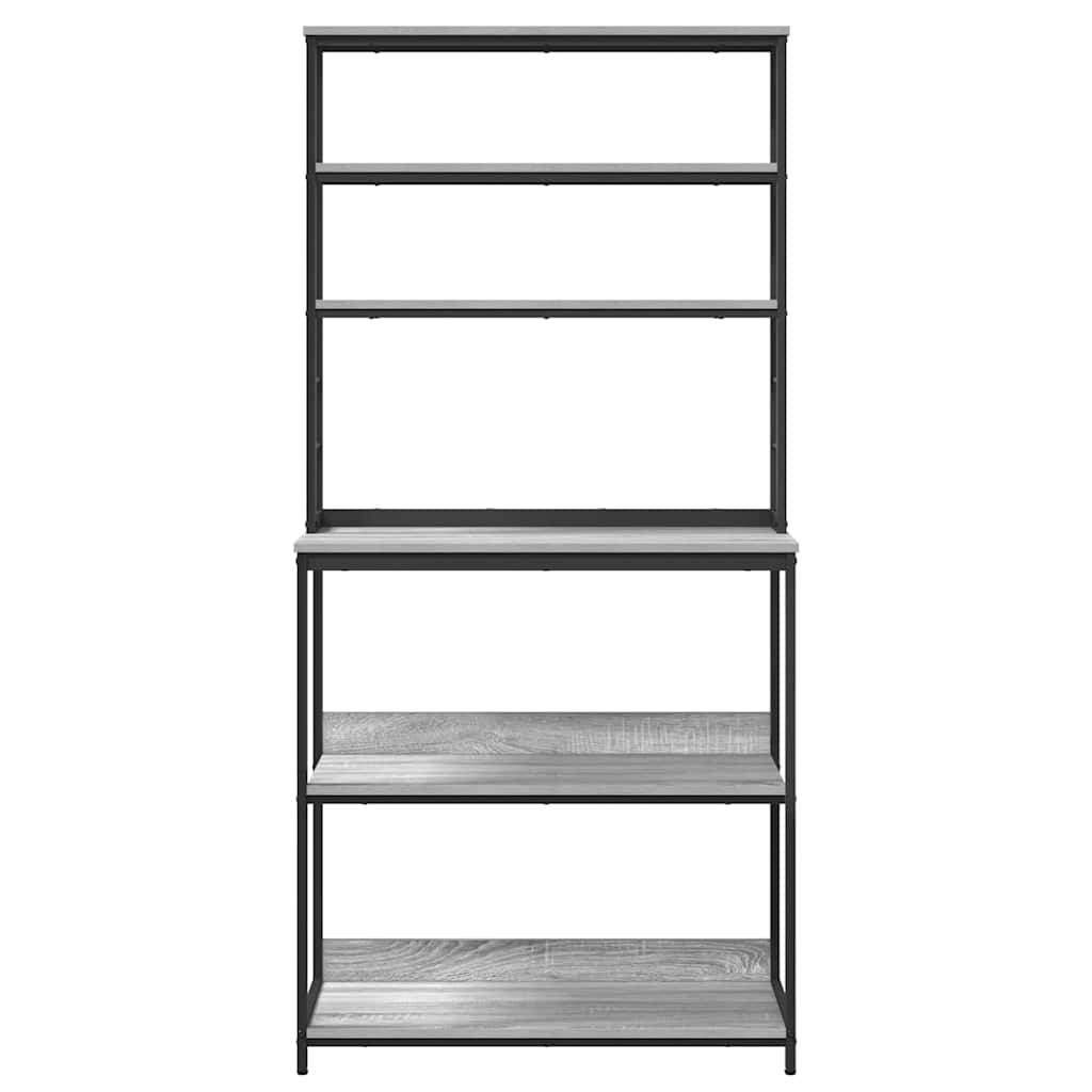 Küchenregal 5 Ebenen 80 x 40 x 168 cm Holzwerkstoff Sonoma-Grau