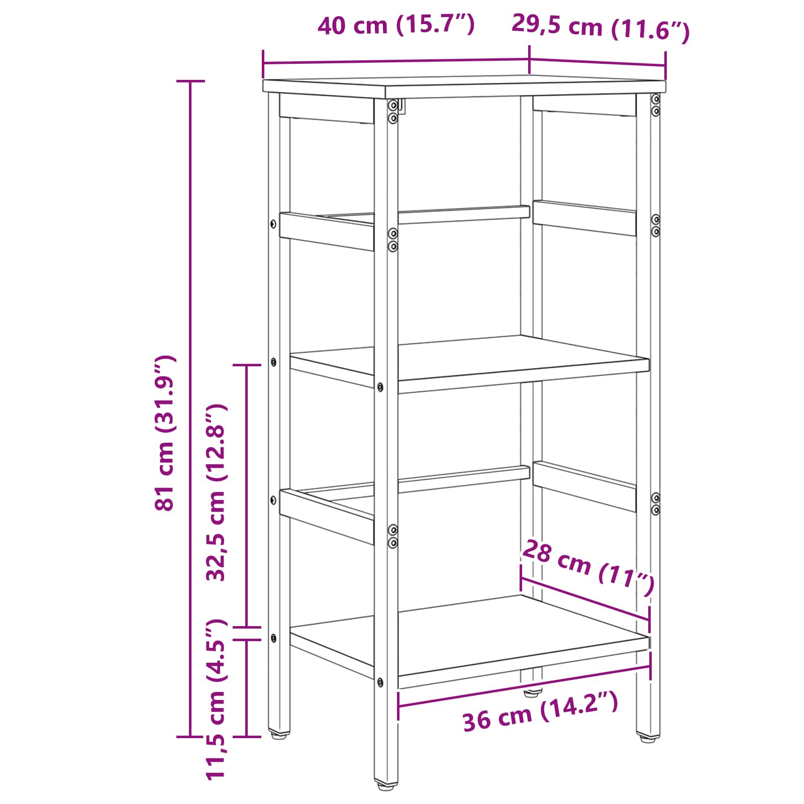 Bücherregal 2 Ebenen 40 x 29,5 x 81 cm Holzwerkstoff