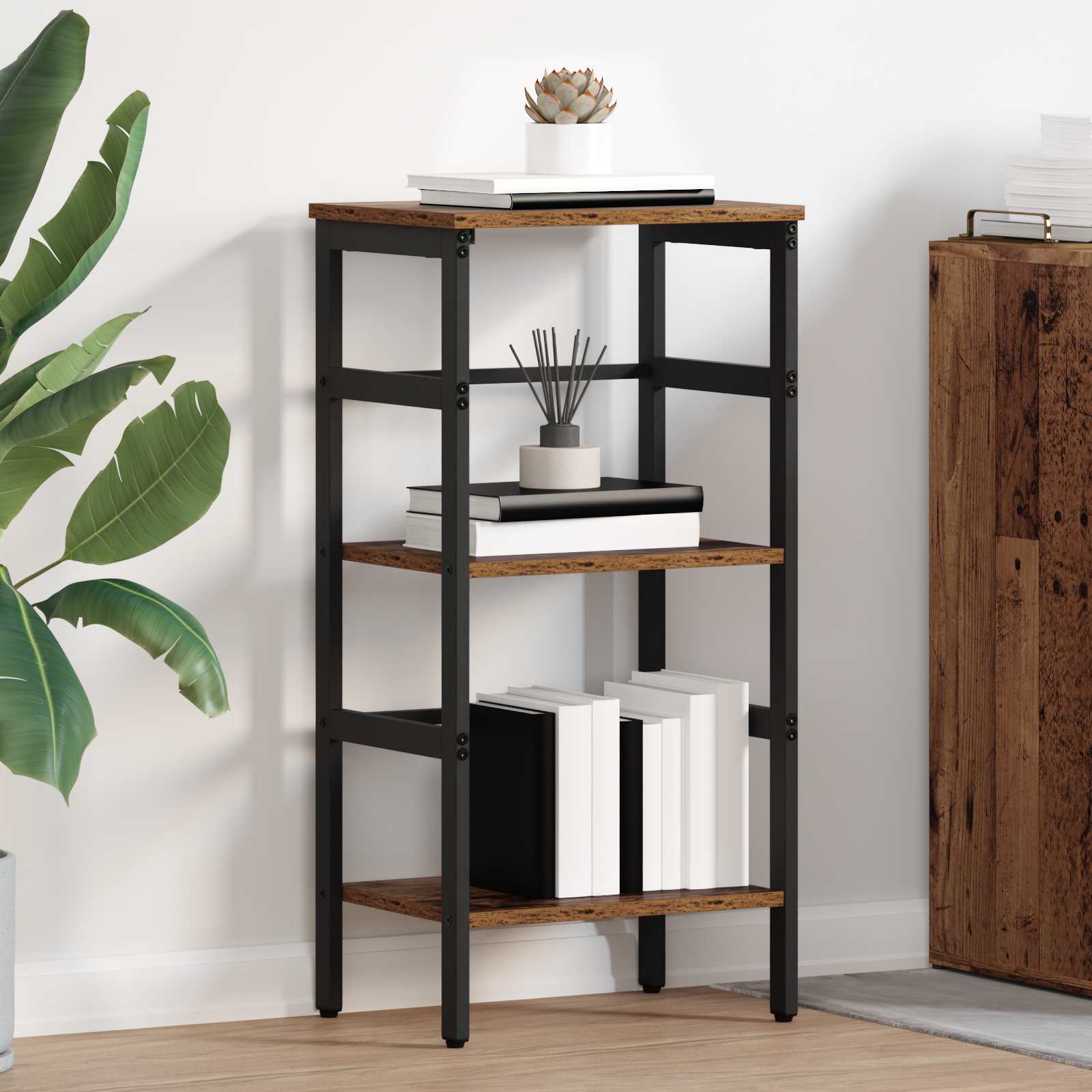 Bücherregal 2 Ebenen 40 x 29,5 x 81 cm Holzwerkstoff Altholz