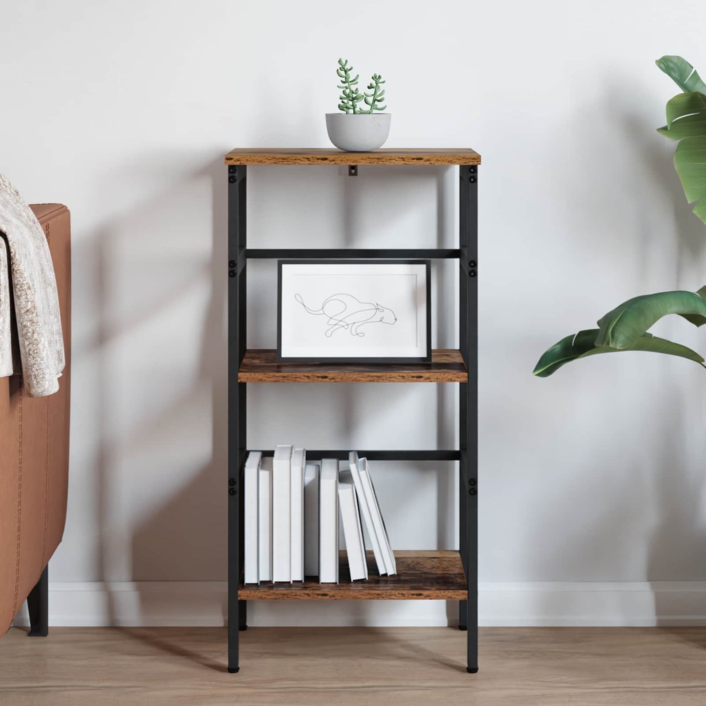 Bücherregal 2 Ebenen 40 x 29,5 x 81 cm Holzwerkstoff Altholz