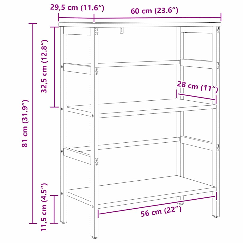 Bücherregal 2 Ebenen 60 x 29,5 x 81 cm Holzwerkstoff