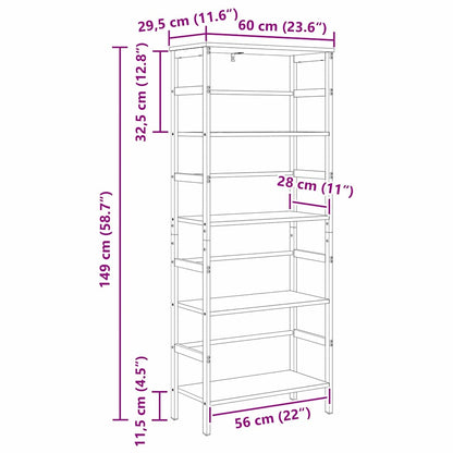 Bücherregal 4 Ebenen 60 x 29,5 x 149 cm Holzwerkstoff