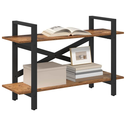 Bücherregal 2 Ebenen 100 x 33,5 x 64 cm Holzwerkstoff Altholz