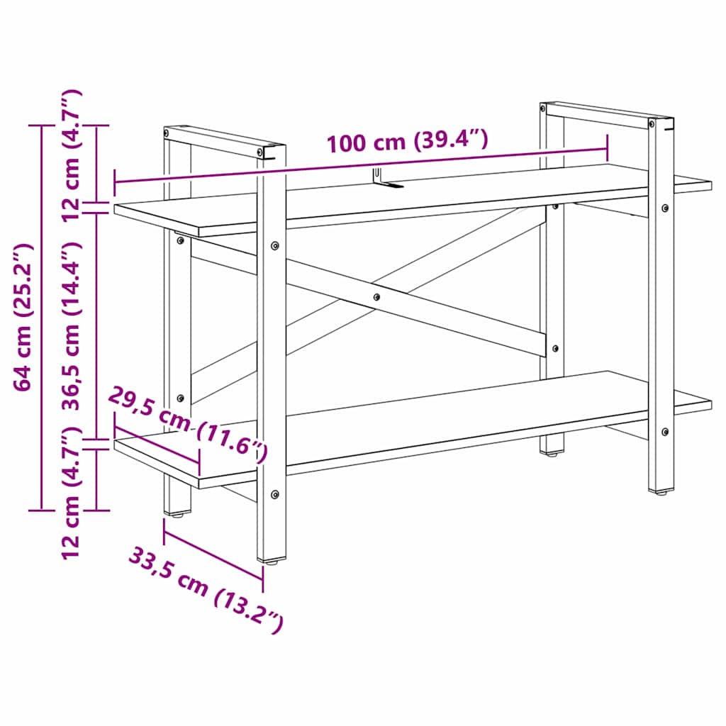 Bücherregal Altholz 100 x 33,5 x 64 cm Holzwerkstoff