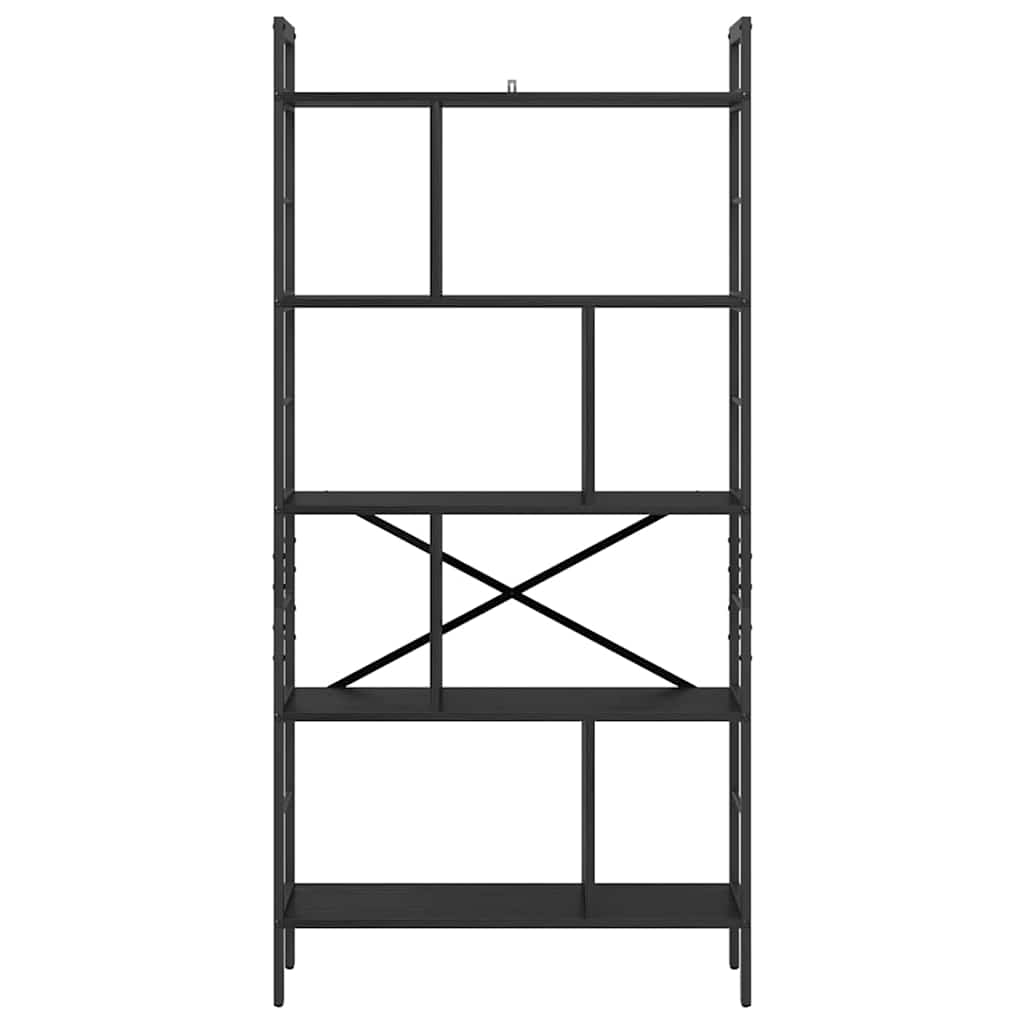Bücherregal Schwarz Eichen-Optik 75 x 30 x 156 cm Holzwerkstoff