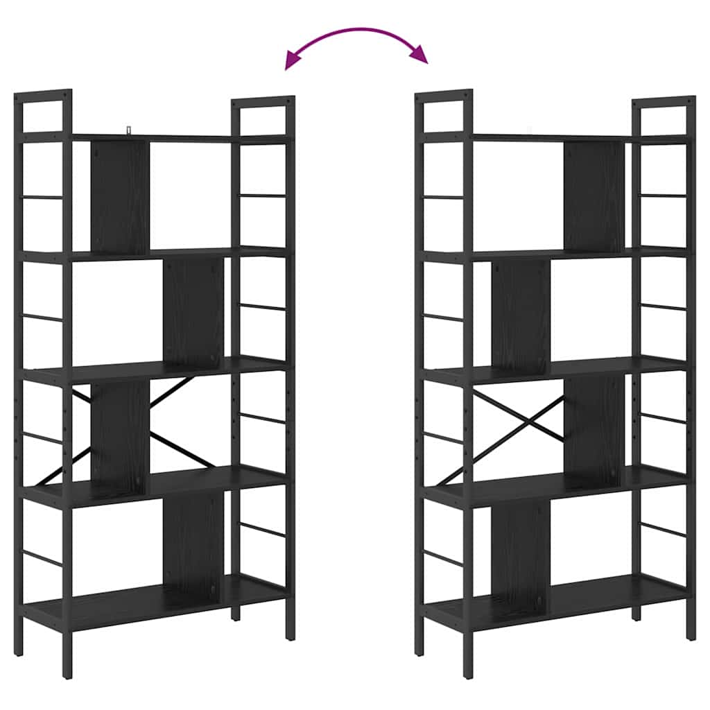 Bücherregal Schwarz Eichen-Optik 75 x 30 x 156 cm Holzwerkstoff