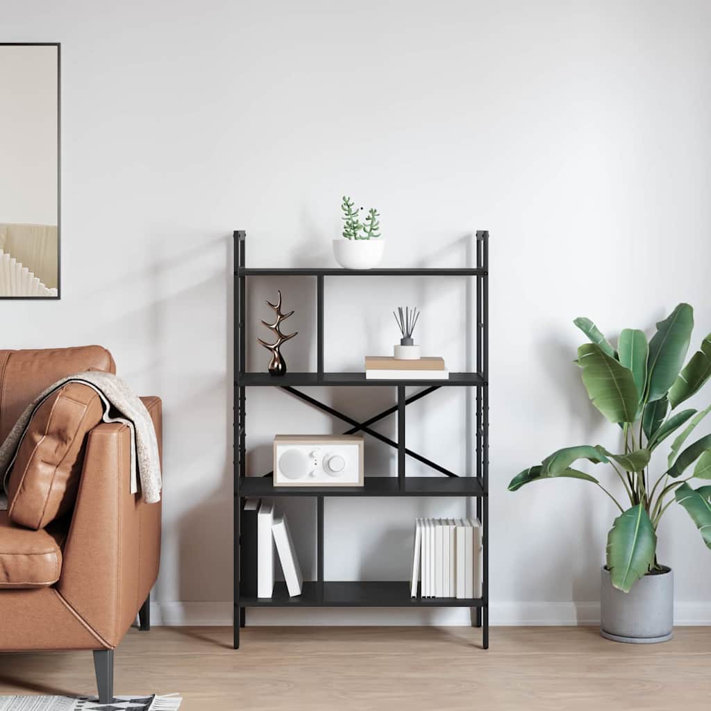 Bücherregal Schwarz Eichen-Optik 75 x 30 x 123,5 cm