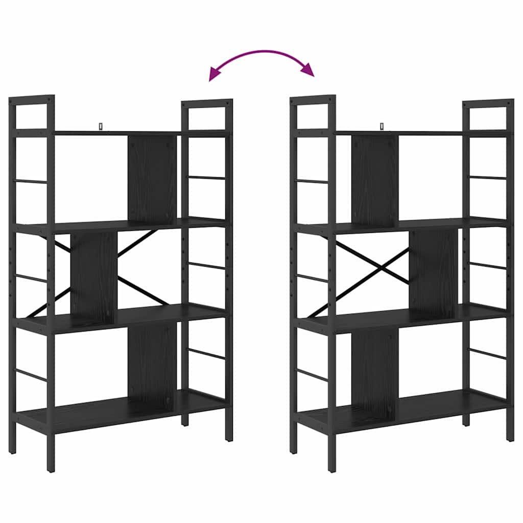Bücherregal Schwarz Eichen-Optik 75 x 30 x 123,5 cm
