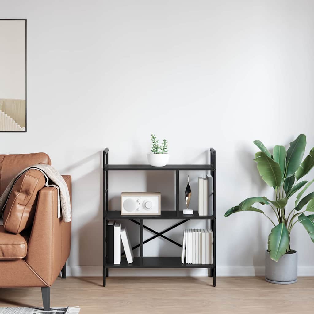 Bücherregal Schwarz Eichen-Optik 75 x 30 x 91 cm Holzwerkstoff