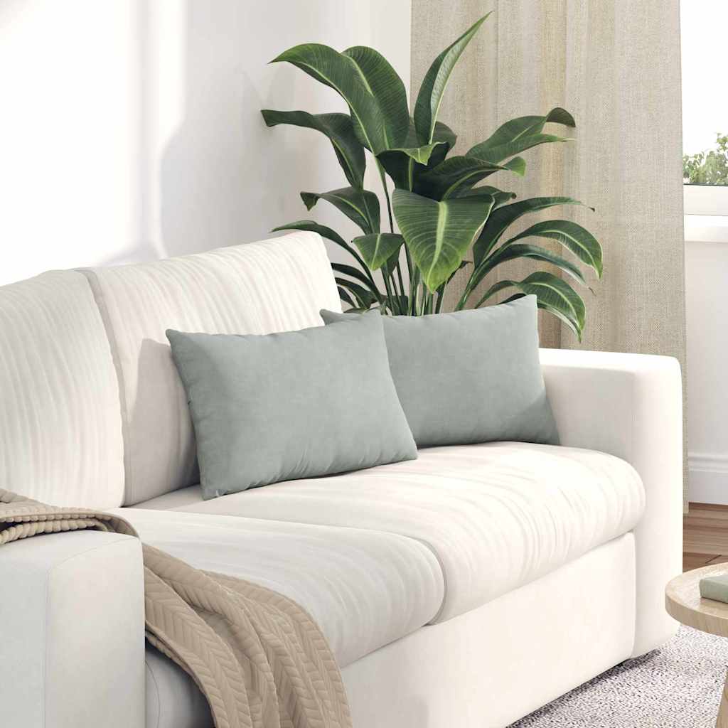 Sofakissen 2 pcs Hellgrau 50 x 30 cm Cordstoff