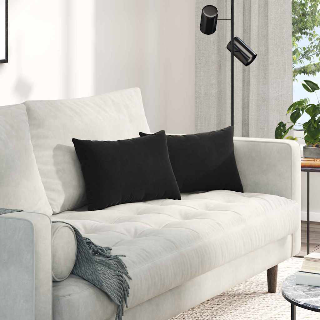 Sofakissen 2 pcs Schwarz 50 x 30 cm Cordstoff