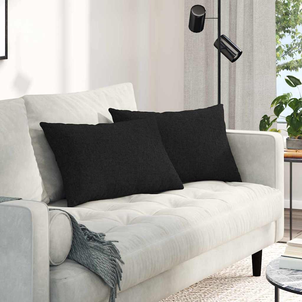 Sofakissen 2 stk. Stoff Schwarz 60 x 40 cm