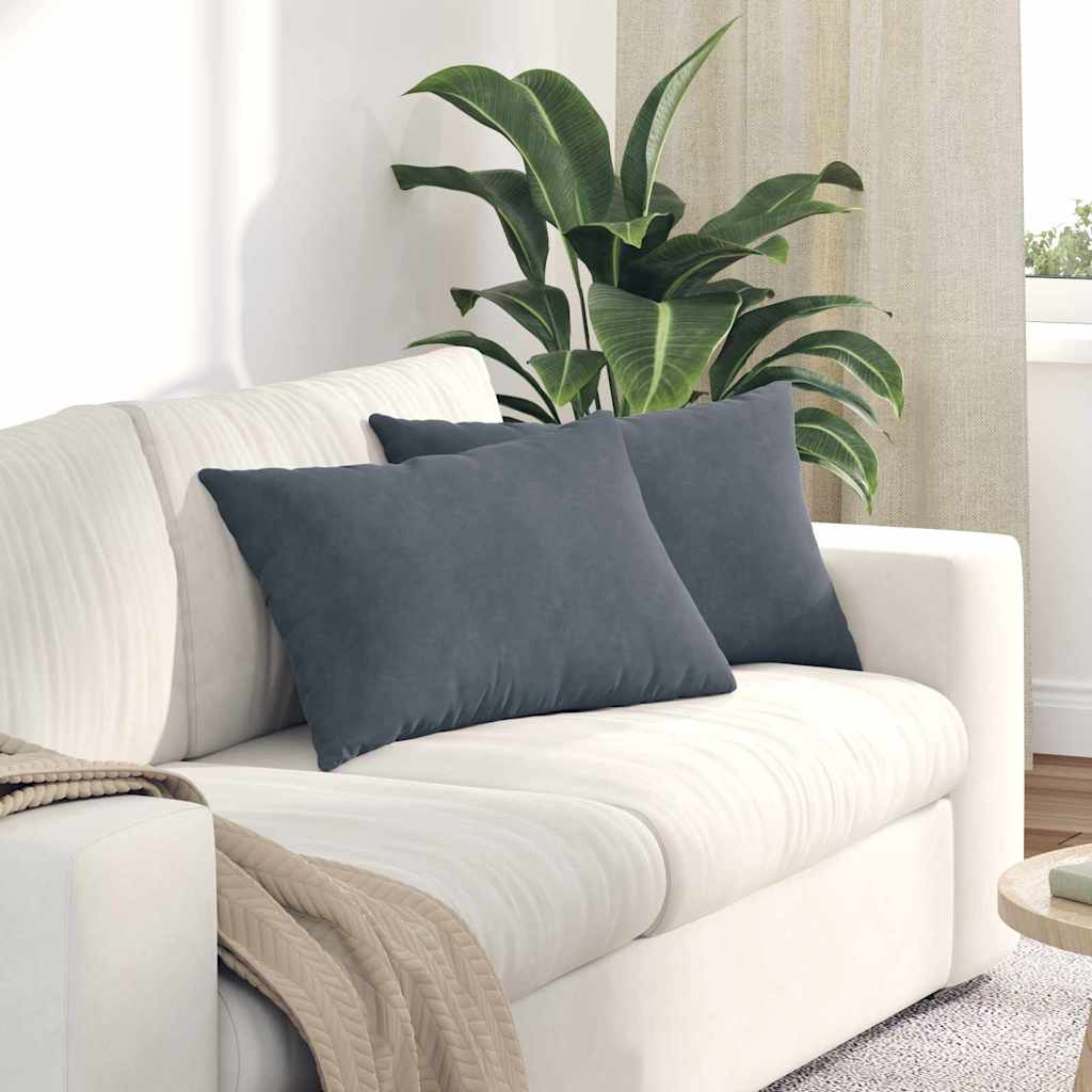 Sofakissen 2 pcs Dunkelgrau 60 x 40 cm Cordstoff