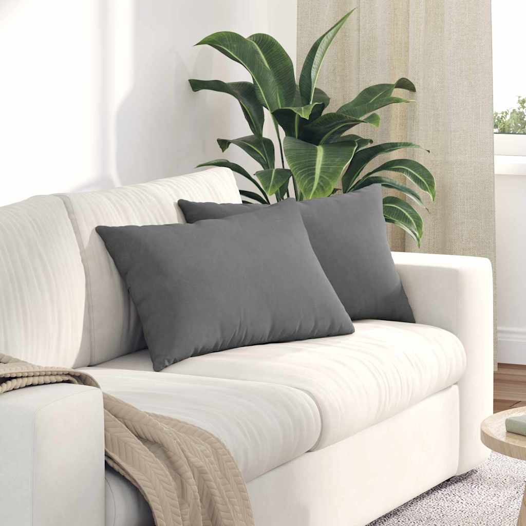 Sofakissen 2 Stk. Stoff Dunkelgrau 60 x 40 cm