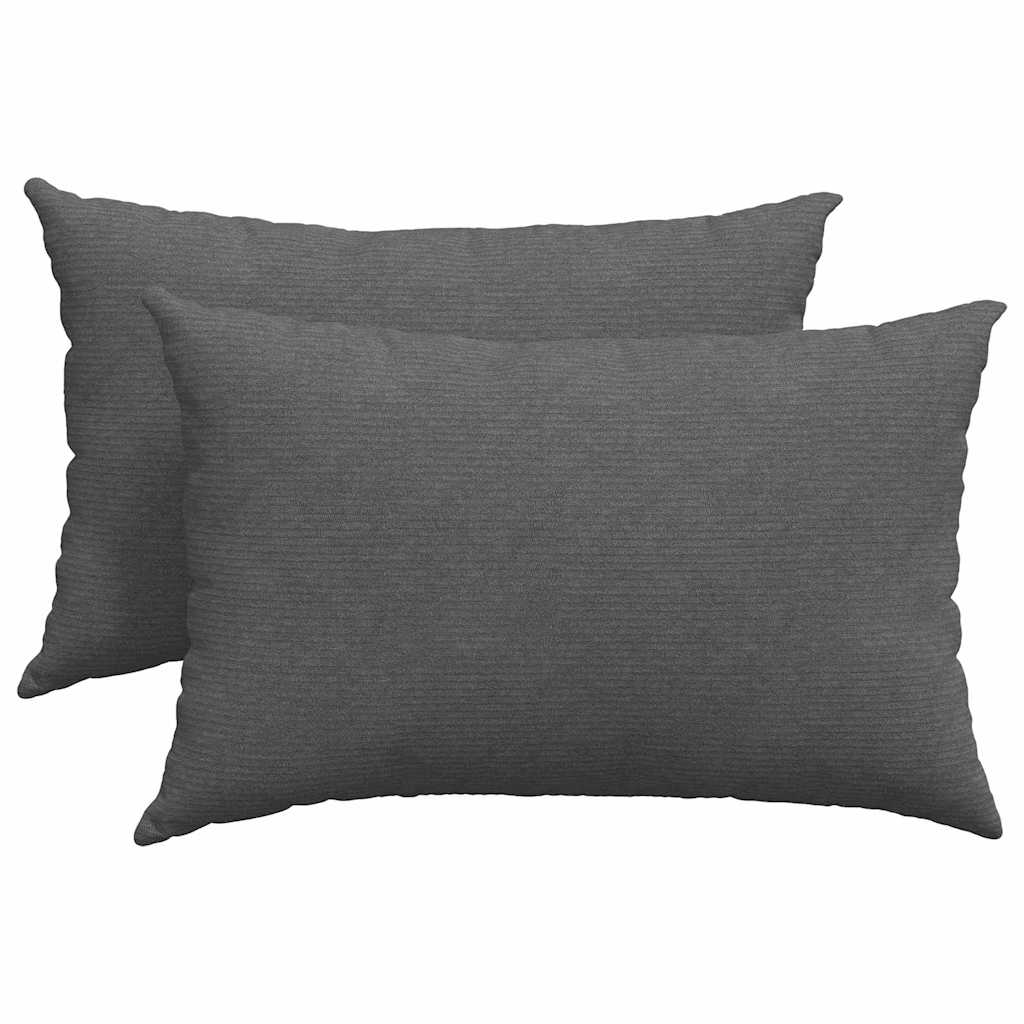 Sofakissen 2 pcs Dunkelgrau 60 x 40 cm Cordstoff