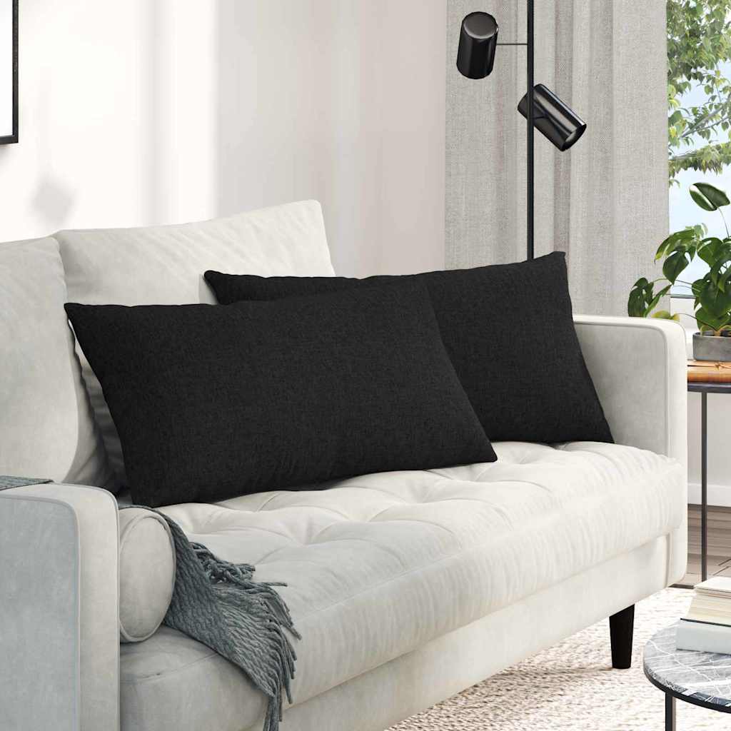 Sofakissen 2 stk. Stoff Schwarz 80 x 40 cm