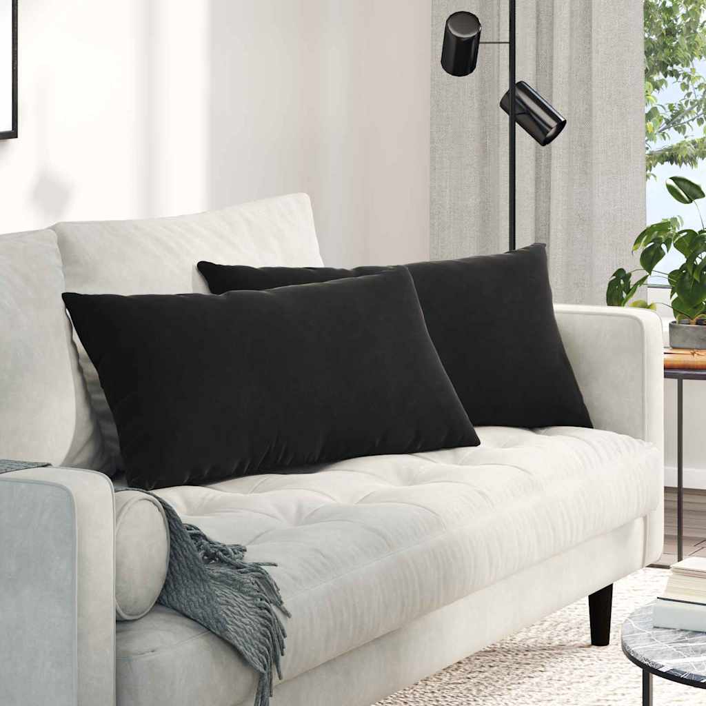 Sofakissen 2 pcs Schwarz 80 x 40 cm Cordstoff