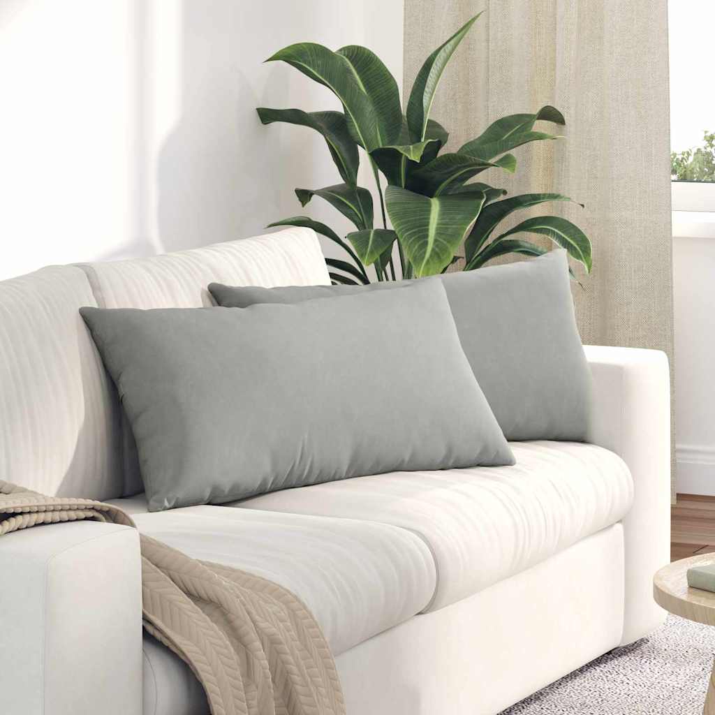 Sofakissen 2 Stk. Stoff Hellgrau 80 x 40 cm