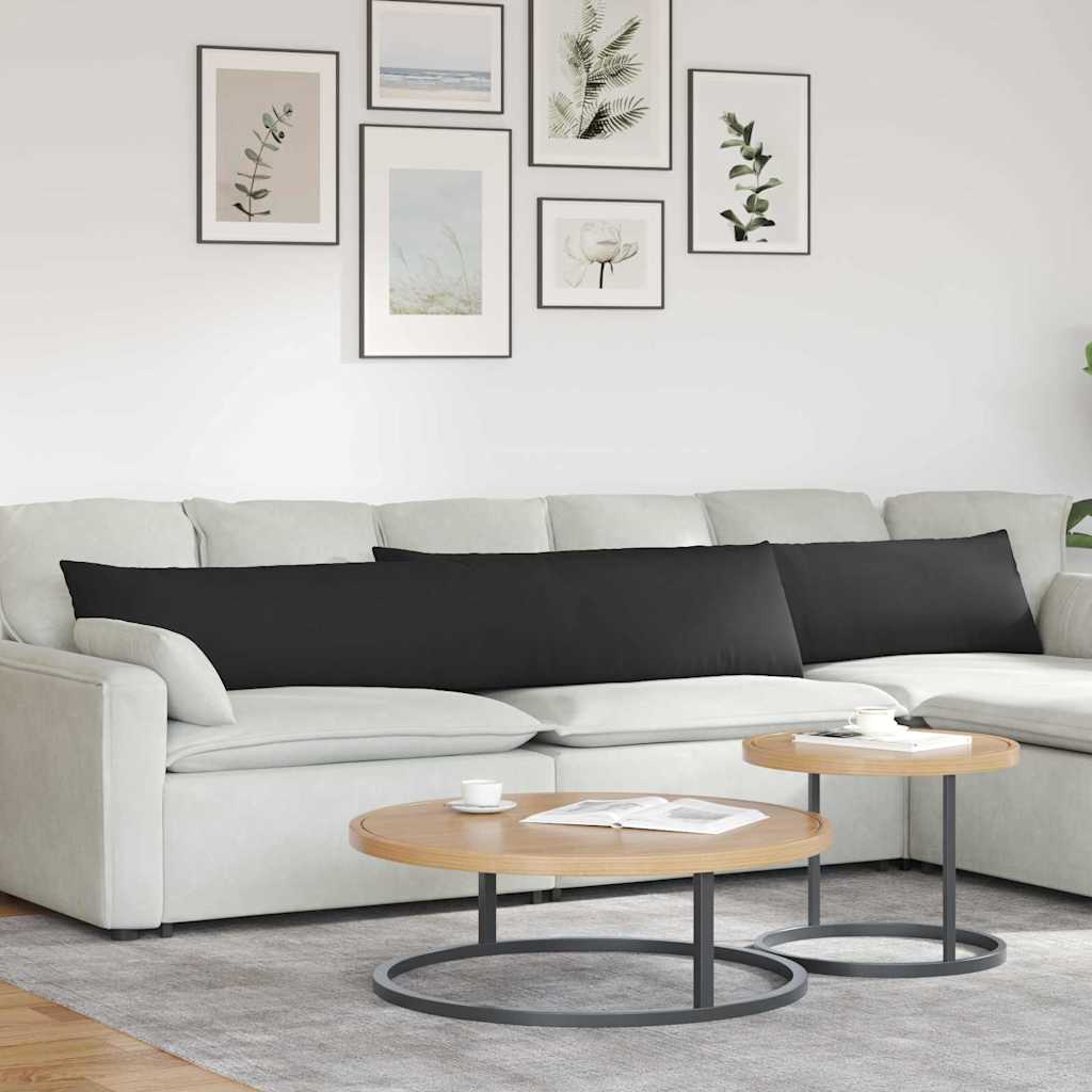 Sofakissen 2 Stk. Stoff Schwarz 200 x 40 cm