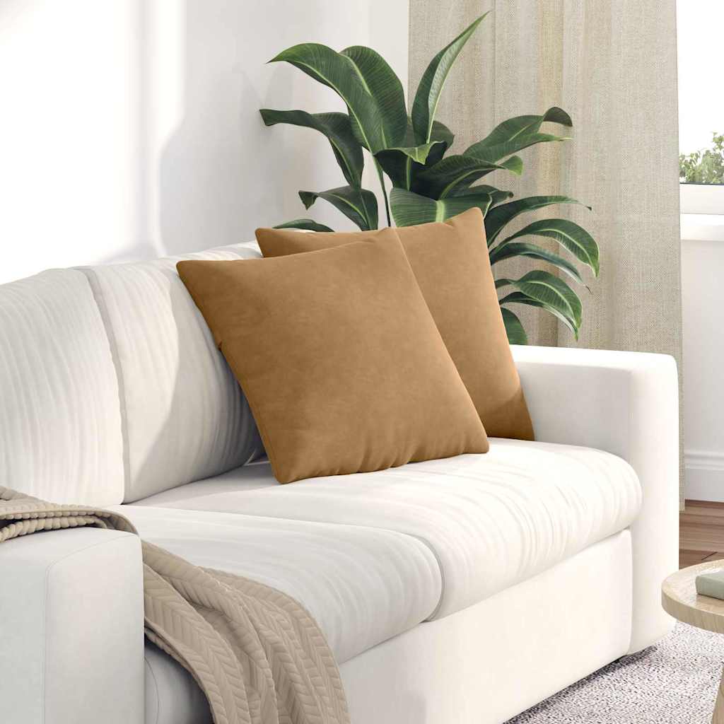 Sofakissen 2 pcs Braun 45 x 45 cm Cordstoff