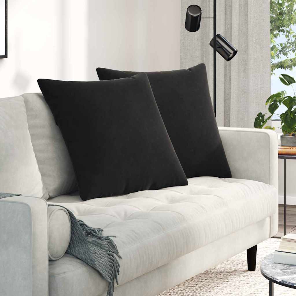 Sofakissen 2 pcs Schwarz 60 x 60 cm Cordstoff