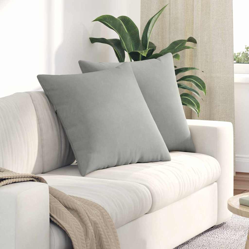 Sofakissen 2 Stk. Stoff Hellgrau 60 x 60 cm