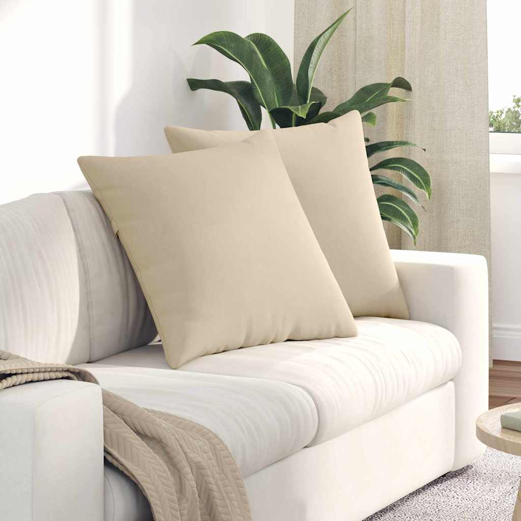 Sofakissen 2 Stk. Stoff Creme 60 x 60 cm