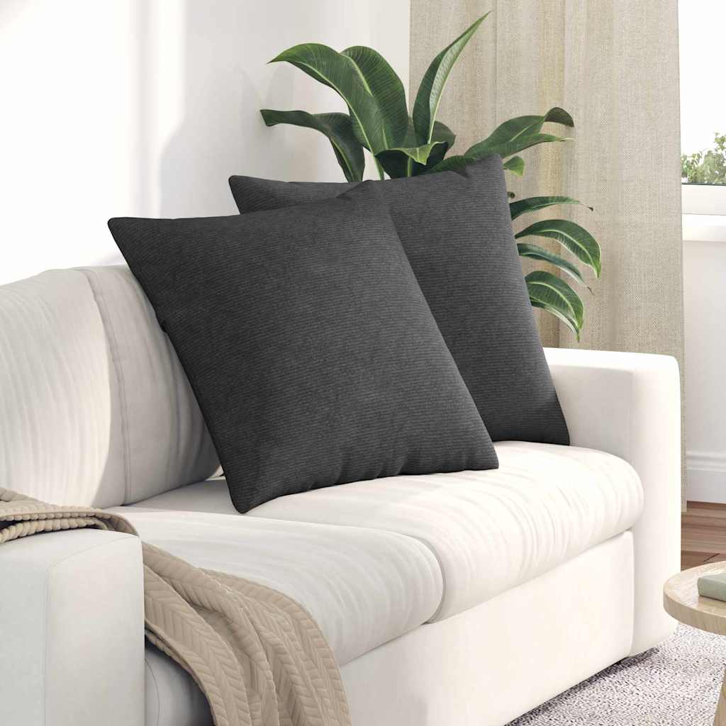 Sofakissen 2 Stk. Cordstoff Dunkelgrau 60 x 60 cm