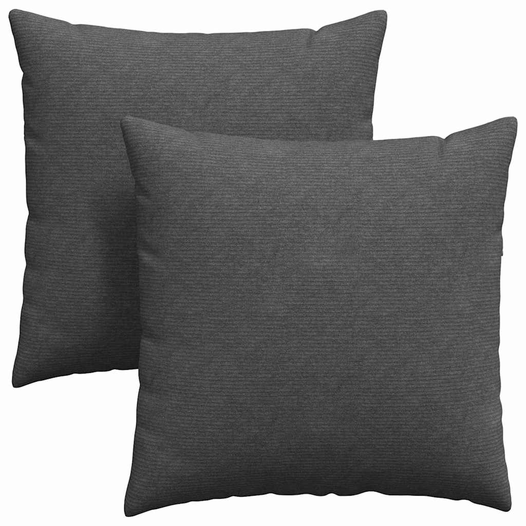 Sofakissen 2 Stk. Cordstoff Dunkelgrau 60 x 60 cm