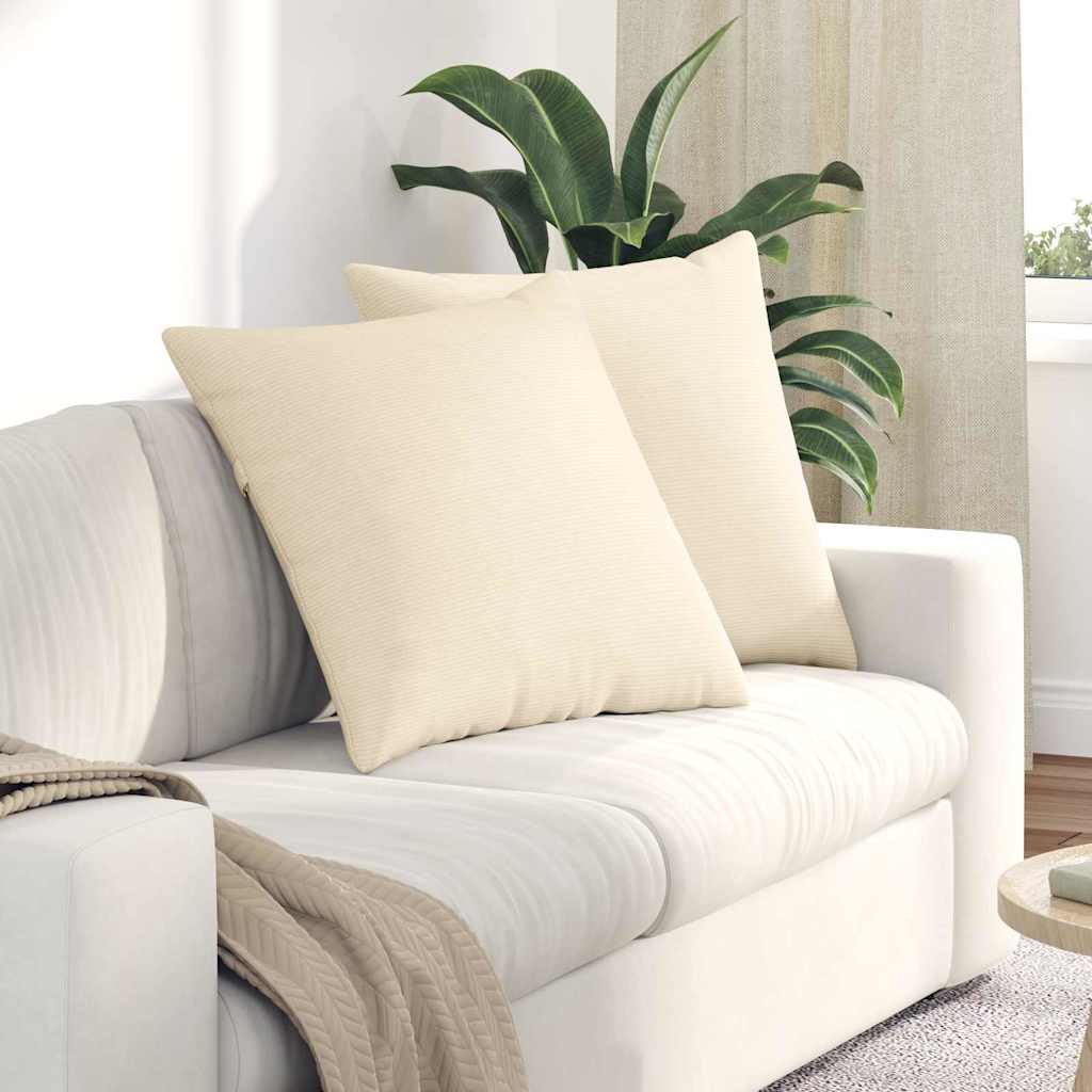 Sofakissen 2 pcs Creme 60 x 60 cm Cordstoff